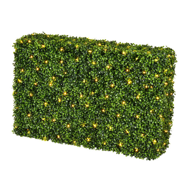 Green Boxwood Hedge with 190 LED Lights, image 1
