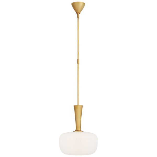 Sesia Small Oval Pendant in Hand-Rubbed Antique Brass with White Glass by AERIN, image 1