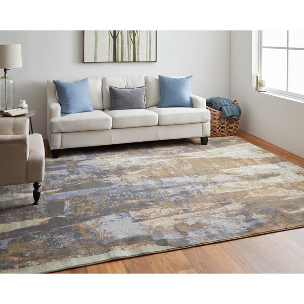 Clio Brown Blue Ivory Rectangular 3 Ft. 10 In. x 6 Ft. Area Rug, image 2