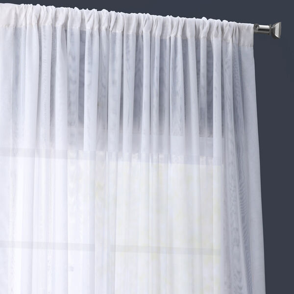 White Double Layered Sheer Single Panel Curtain 100 x 96, image 4