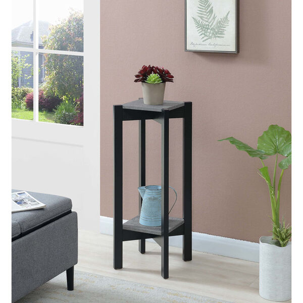 Planters and Potts Faux Cement Black Particle Board Deluxe Square Plant Stand, image 3