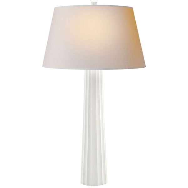 Fluted Spire Large Table Lamp in Plaster White with Natural Paper Shade by Chapman and Myers, image 1