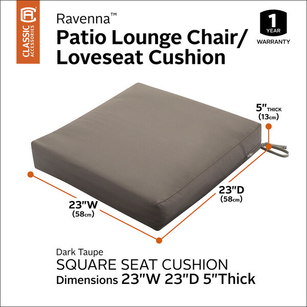 Maple Dark Taupe 23 In. x 23 In. Square Patio Seat Cushion, image 3