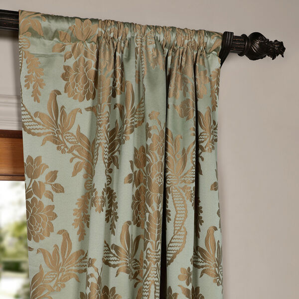 Magdelena Jade and Gold 50 x 108-Inch Faux Silk Jacquard Curtain, image 3