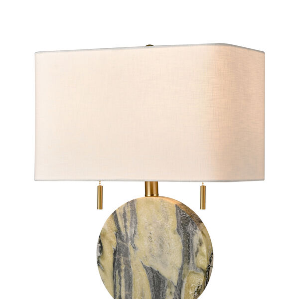 Carrin Natural Stone and Honey Brass Two-Light Table Lamp, image 3