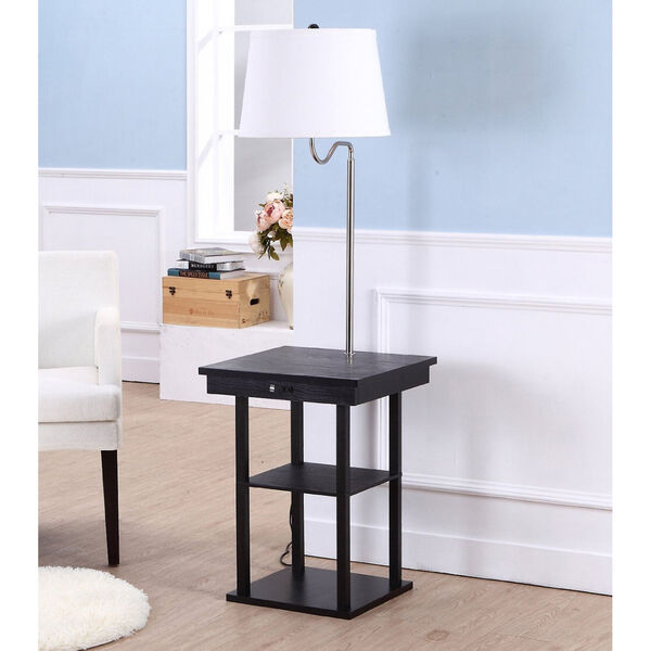 Madison Black LED Floor Lamp with White Shade, image 6