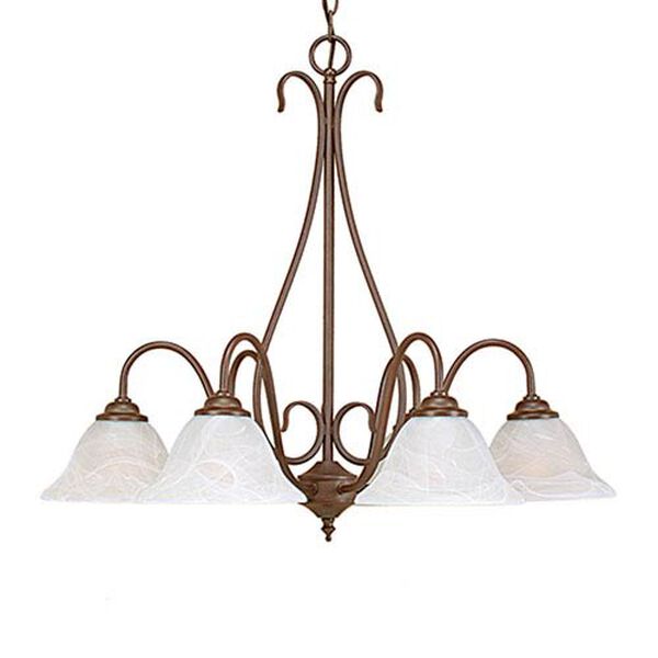 Bronze Six-Light Chandelier with Faux Alabaster Glass, image 1