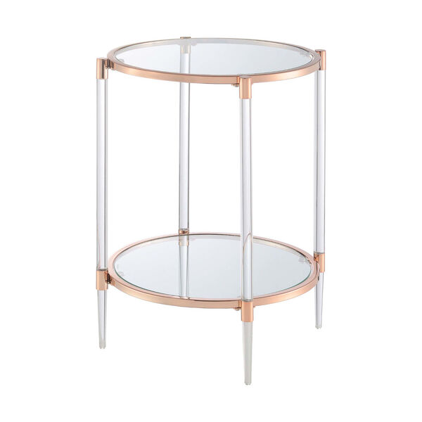 Royal Crest Rose Gold 2-Tier Acrylic Glass End Table, image 2