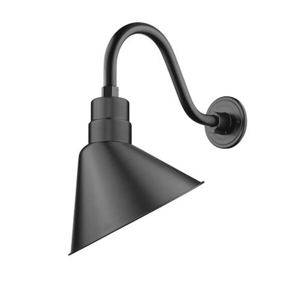 Finn Satin Black One-Light Outdoor Wall Sconce with Gooseneck, image 1