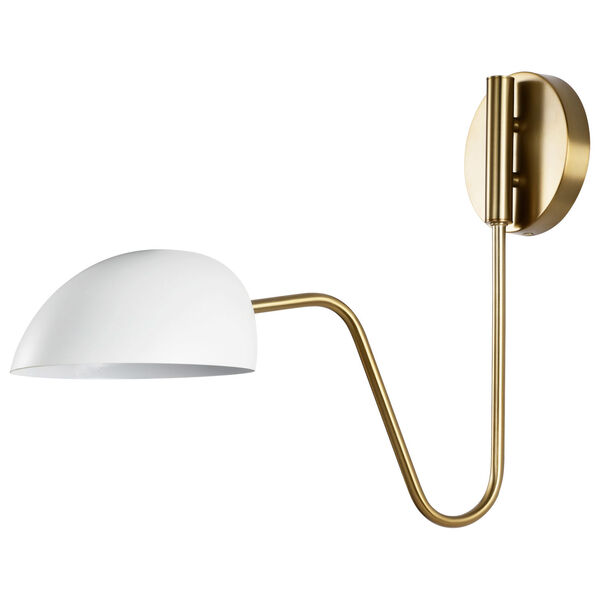 Trilby Matte White and Burnished Brass One-Light Wall Sconce, image 1