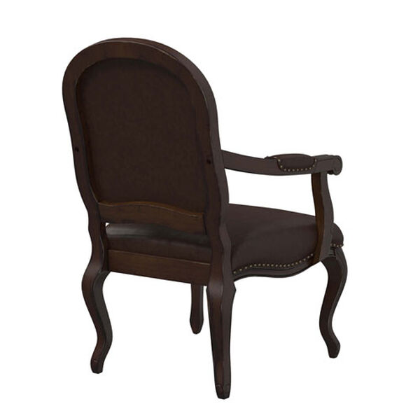 Brown Bonded Leather Chair with Elegant Detailed Carvings with Nail Head Trim, image 5