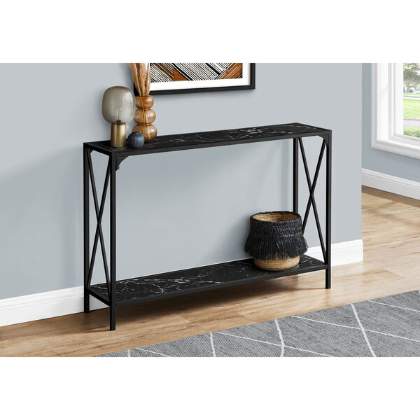 Black Rectangle Two-Tier Hall Console Table, image 2