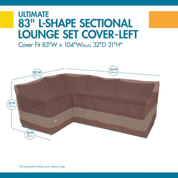 Ultimate Mocha Cappuccino 104-Inch Patio Left-Facing Sectional Lounge Set Cover, image 2
