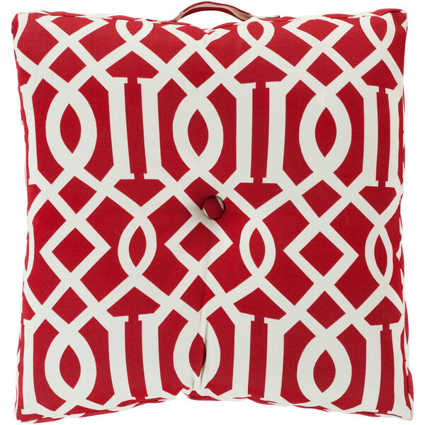 22-Inch Square Venetian Red and Papyrus Patterned Polyester Floor Cushion, image 1