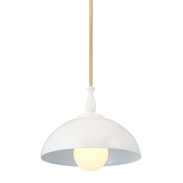 Homestead White and Natural Brass 14-Inch One-Light Pendant, image 5