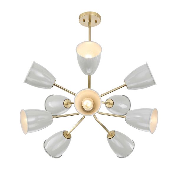 Biba Brushed Gold 10-Light Chandelier with Metal Shades, image 6
