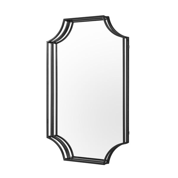 Black Rectangle Notched Corner Framed Mirror, image 1