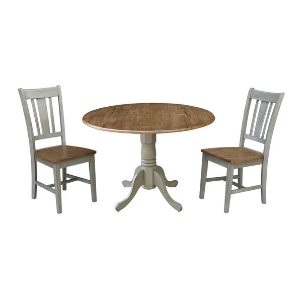 San Remo Hickory and Stone 42-Inch Dual Drop leaf Table with Side Chairs, Three-Piece, image 1