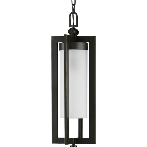 Janssen Oil Rubbed Bronze Eight-Inch One-Light Outdoor Pendant with Etched Shade, image 1