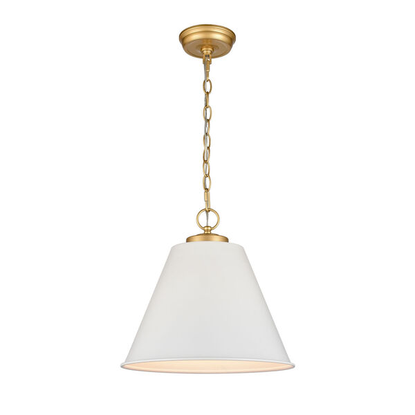 Vellus Matte White and Natural Antique Brass One-Light Pendant, image 1