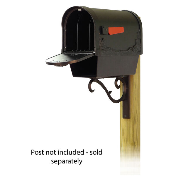 Curbside Black Floral Mailbox with Newspaper Tube and Sorrento Front Single Mounting Bracket, image 2