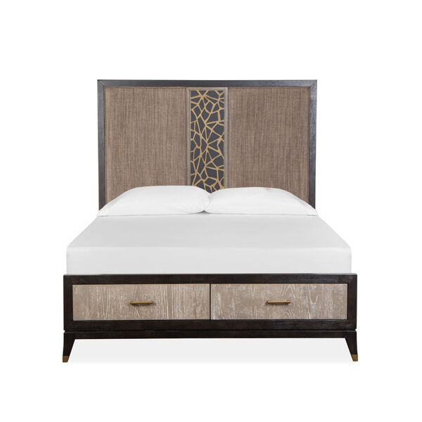 Ryker Nocturn Black and Coventry Gray Complete Panel Storage Bed with Upholstered Headboard, image 4