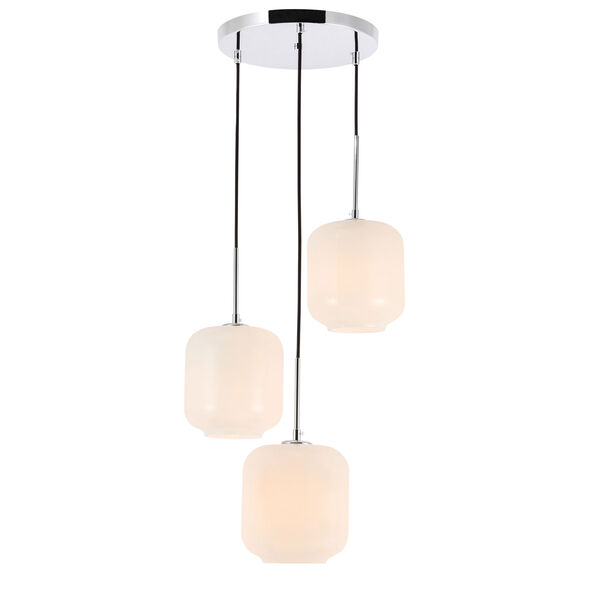 Collier Chrome 18-Inch Three-Light Pendant with Frosted White Glass, image 1
