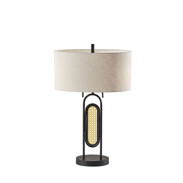 Levy Black Webbed Caning Two-Light Table Lamp, image 1