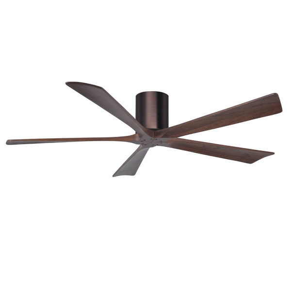 Irene-5H Brushed Bronze 60-Inch Outdoor Flush Mount Ceiling Fan with Walnut Tone Blades, image 4