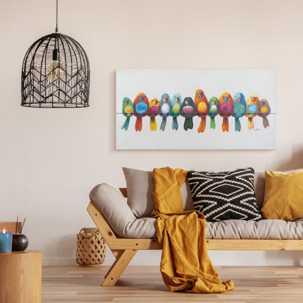 Birds on a Wire I: 48 x 24 Hand Painted Canvas Wall Art, image 4