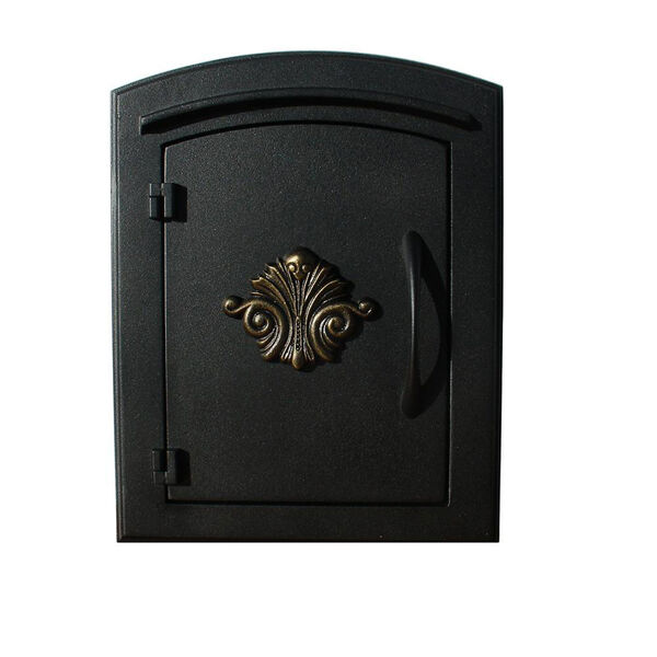 Manchester Black Non-Locking Decorative Scroll Door Column Mount Mailbox - (Open Box), image 1