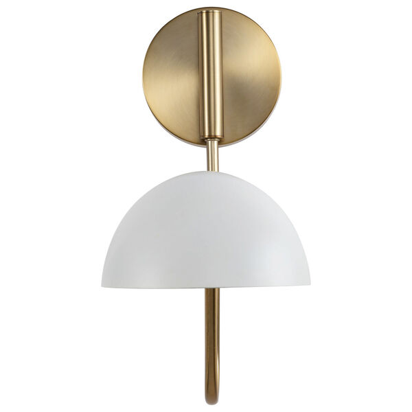 Trilby Matte White and Burnished Brass One-Light Wall Sconce, image 2