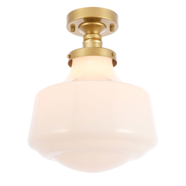 Lyle Brass 11-Inch One-Light Flush Mount with Frosted White Glass, image 6