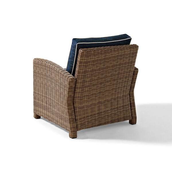 Bradenton Outdoor Wicker Arm Chair with Navy Cushions, image 4