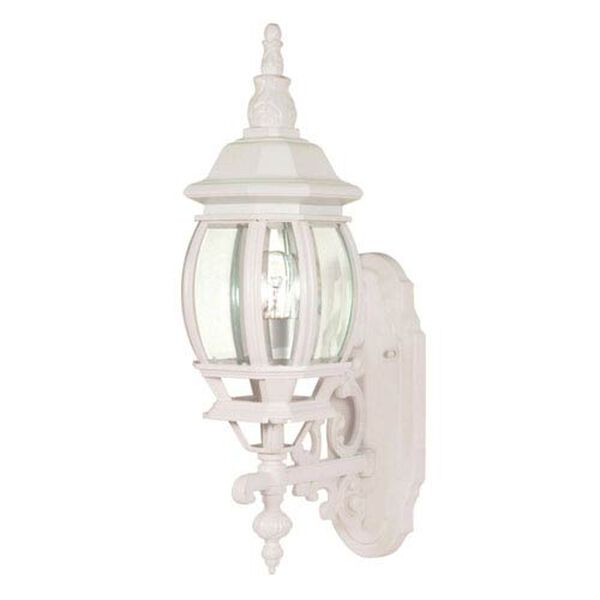 Central Park White One-Light Outdoor Wall Mount with Clear Beveled Glass Panels, image 1