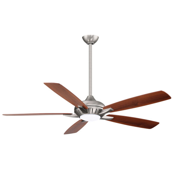 Dyno XL Brushed Nickel 60-Inch Smart Ceiling Fan with Medium Maple and Dark Walnut Blades, image 1