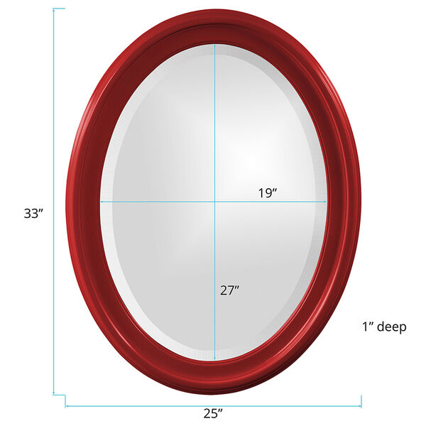 George Glossy Red Oval Mirror, image 2