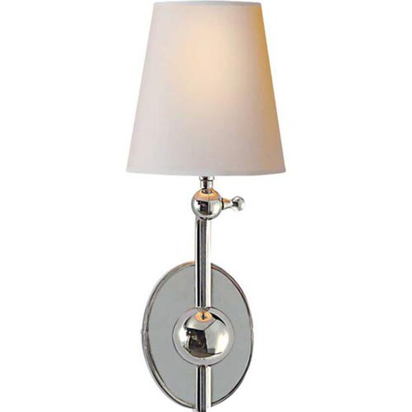 Alton Pivoting Sconce in Polished Nickel with Natural Paper Shade by Thomas O'Brien, image 1
