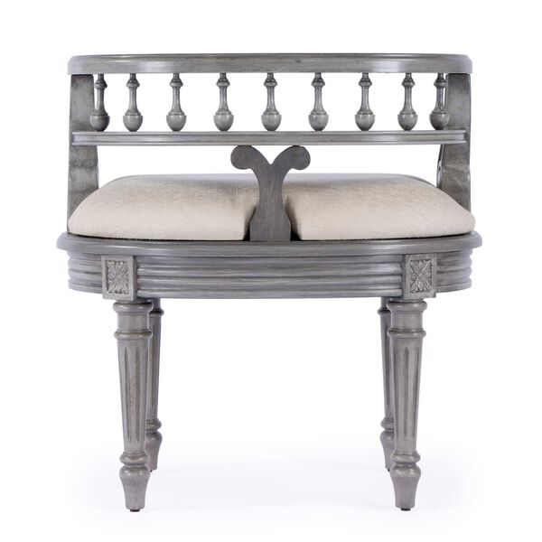 Hathaway Powder Gray Upholstered Vanity Seat, image 6