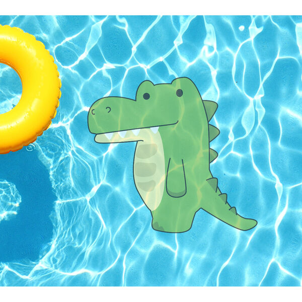 Green Alligator Underwater Pool Tattoo, image 1