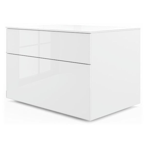 Bedford White Two Drawer Nightstand with Glass Top, image 2