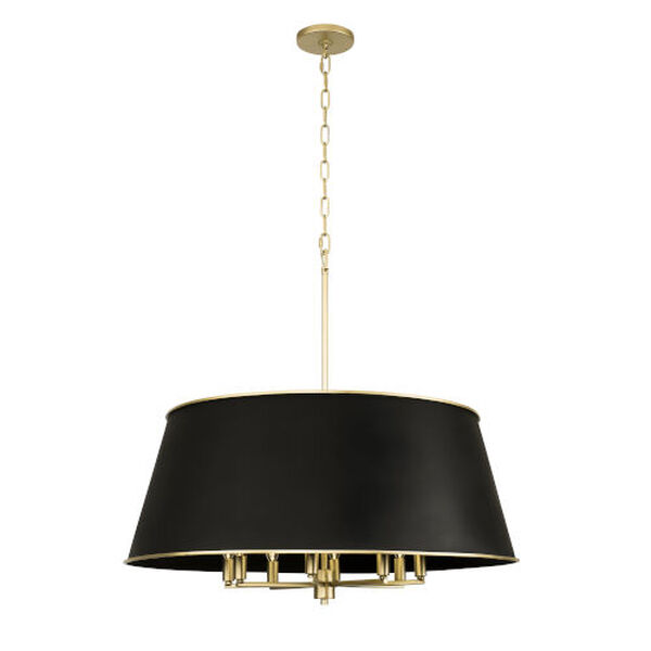 Coco Matte Black and French Gold Eight-Light Pendant, image 1