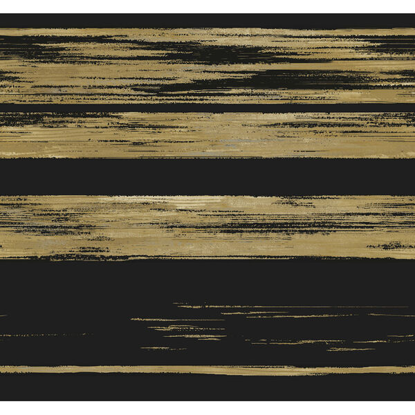 Ronald Redding 24 Karat Black and Gold Horizontal Dry Brush Wallpaper, image 2