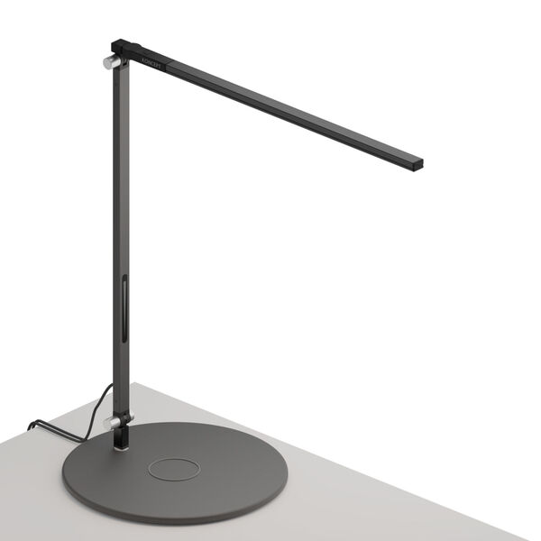Z-Bar Metallic Black LED Solo Desk Lamp with Wireless Charging Qi Base, image 1