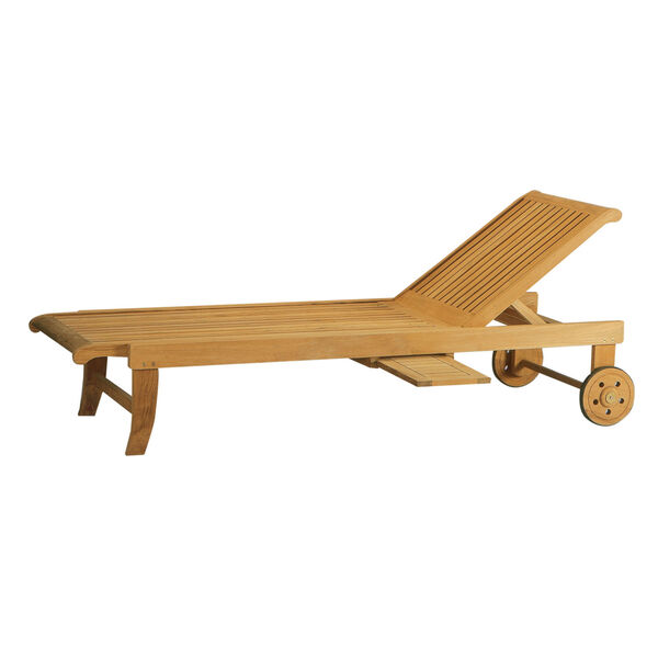 Lance Nature Sand Teak Teak Outdoor Sunlounger with Wheels and Cupholder, image 1