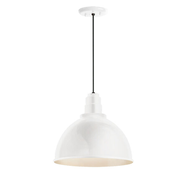 Deep Reflector Gloss White 12-Inch One-Light Outdoor Pendant, image 1