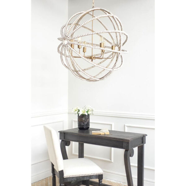 Ava Gold and White Six-Light Chandelier, image 3
