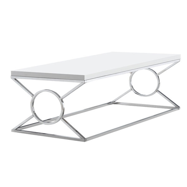 Glossy White and Chrome 22-Inch Coffee Table, image 1