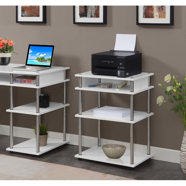 Designs2Go White Printer Stand with Shelves, image 2