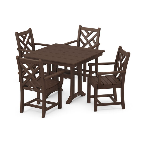 Chippendale Mahogany Trestle Arm Chair Dining Set, 5-Piece, image 1